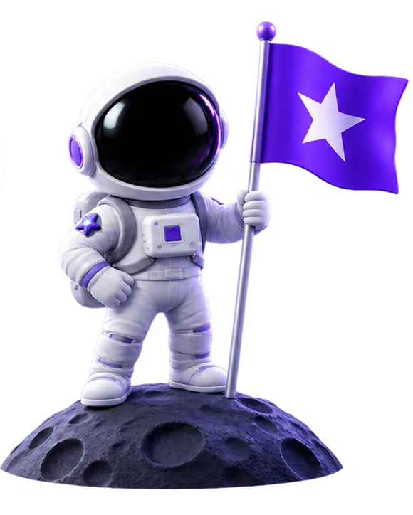 Astronaute ASTRA plantant un drapeau sur la lune